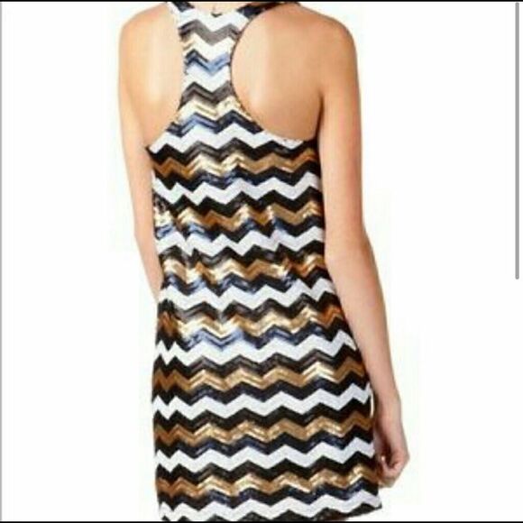 Alya Chevron Sequin Racerback Dress Sz S - Picture 2 of 5
